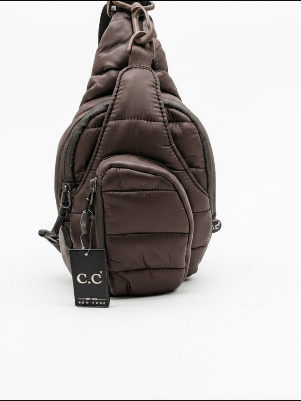 C.C Quilted Crossbody Sling Bag - Brown